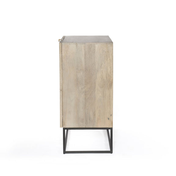 Kelby Bar Cabinet - Light Wash Carved Mango