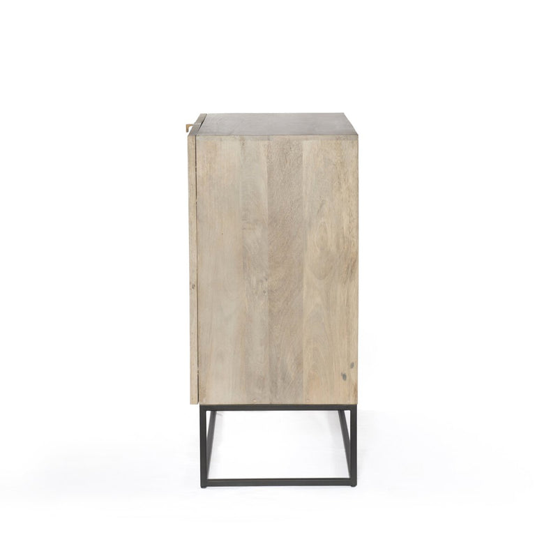 Kelby Bar Cabinet - Light Wash Carved Mango