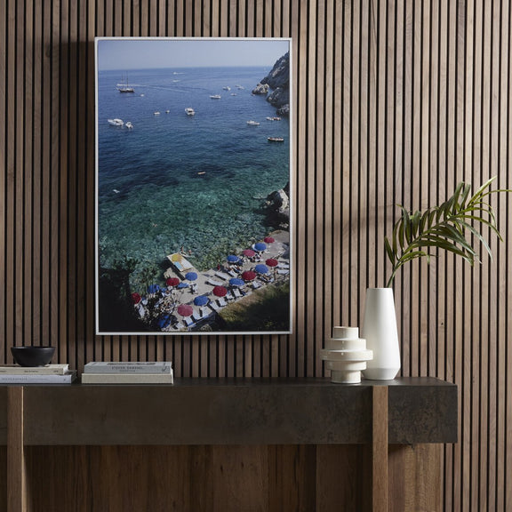 Porto Ercole Beach by Slim Aarons - White Maple Floater