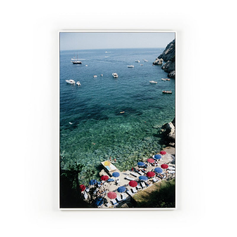 Porto Ercole Beach by Slim Aarons - White Maple Floater