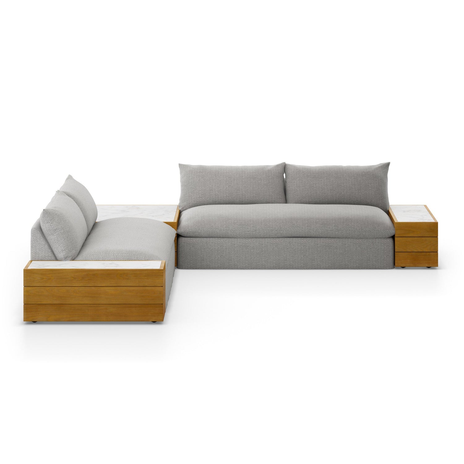 Grant Outdoor 2Pc Sectional W/ Coffee & End Tables