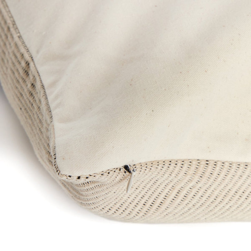 Handwoven Merido Pillow - Black - Beige Cotton