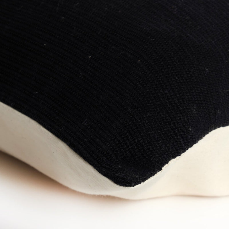 Handwoven Merido Pillow - Black - Beige Cotton