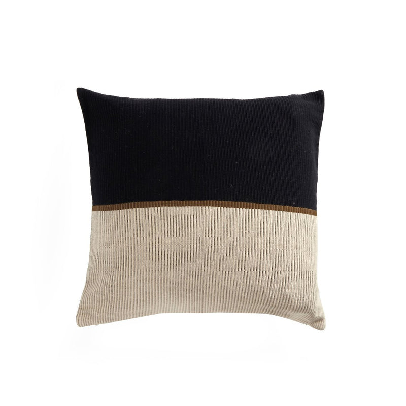 Handwoven Merido Pillow - Black - Beige Cotton