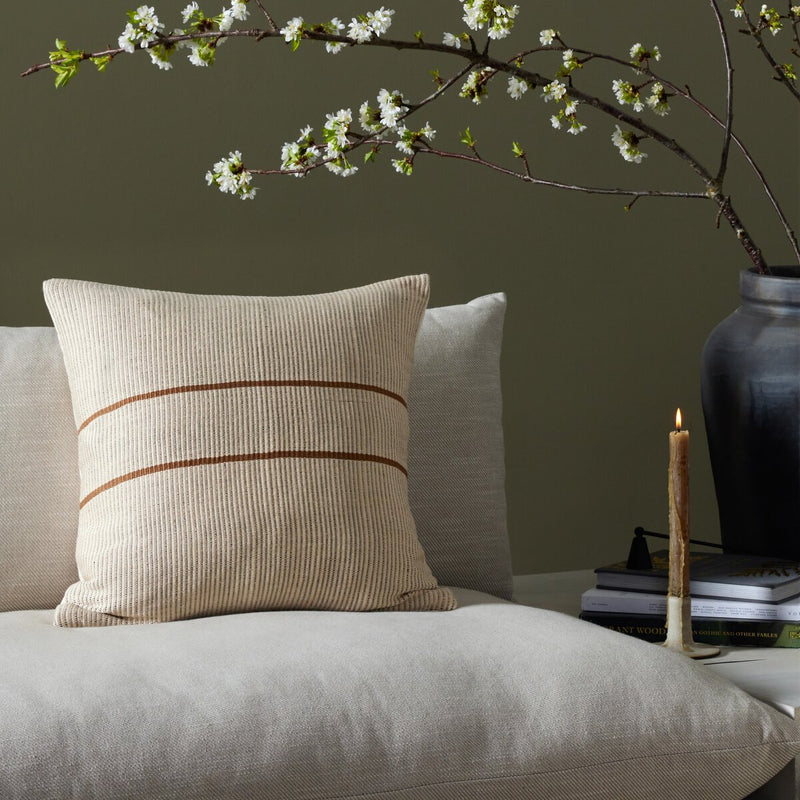 Handwoven Merido Pillow - Beige - Beige Cotton