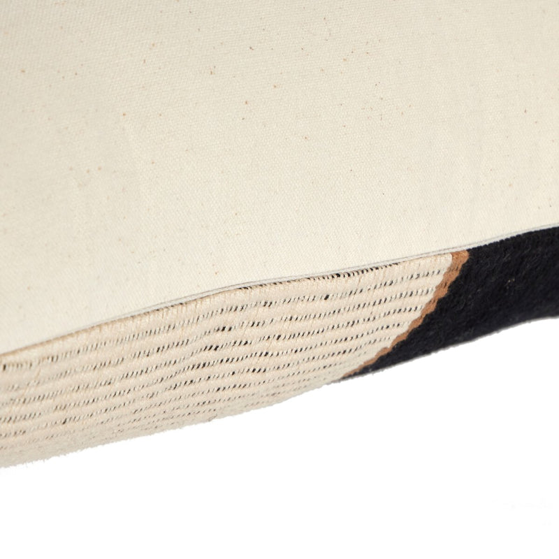 Handwoven Merido Pillow - Black - Beige Cotton