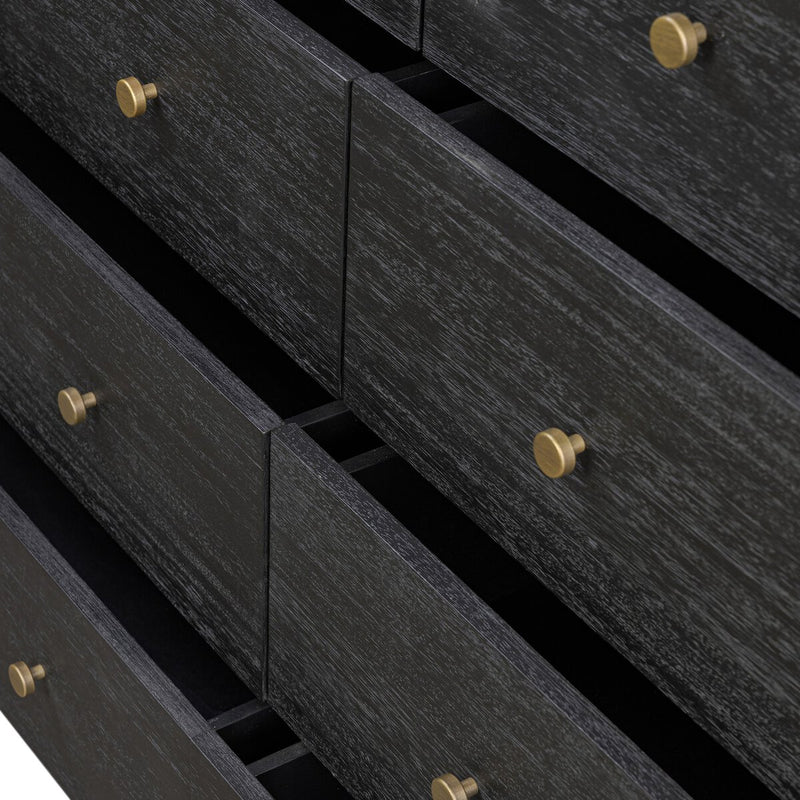 Sullivan 10 Drawer Dresser - Brushed Black Acacia Solid