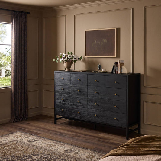 Sullivan 10 Drawer Dresser - Brushed Black Acacia Solid
