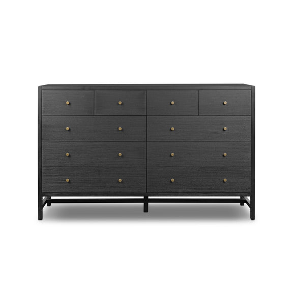 Sullivan 10 Drawer Dresser - Brushed Black Acacia Solid