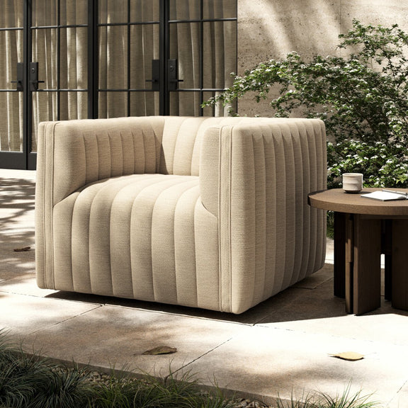 Augustine Outdoor Swivel Chair - Casa Cream