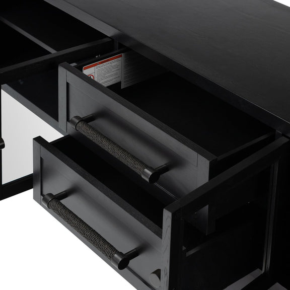 Laker Media Console - Black Oak Veneer
