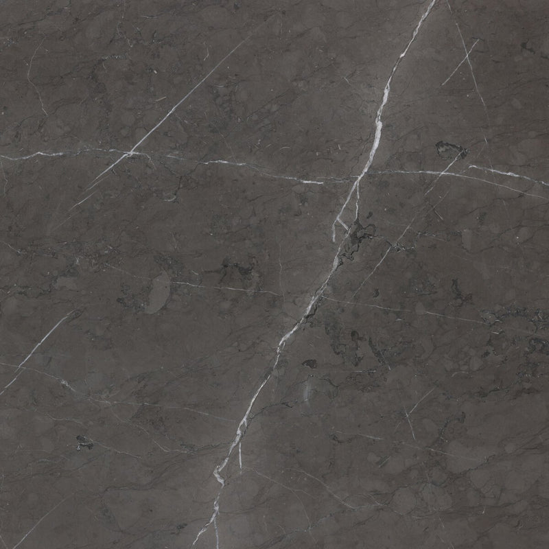 Modern Marble Plinth End Table - Grey Italian Marble