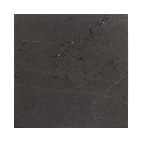 Modern Marble Plinth End Table - Grey Italian Marble