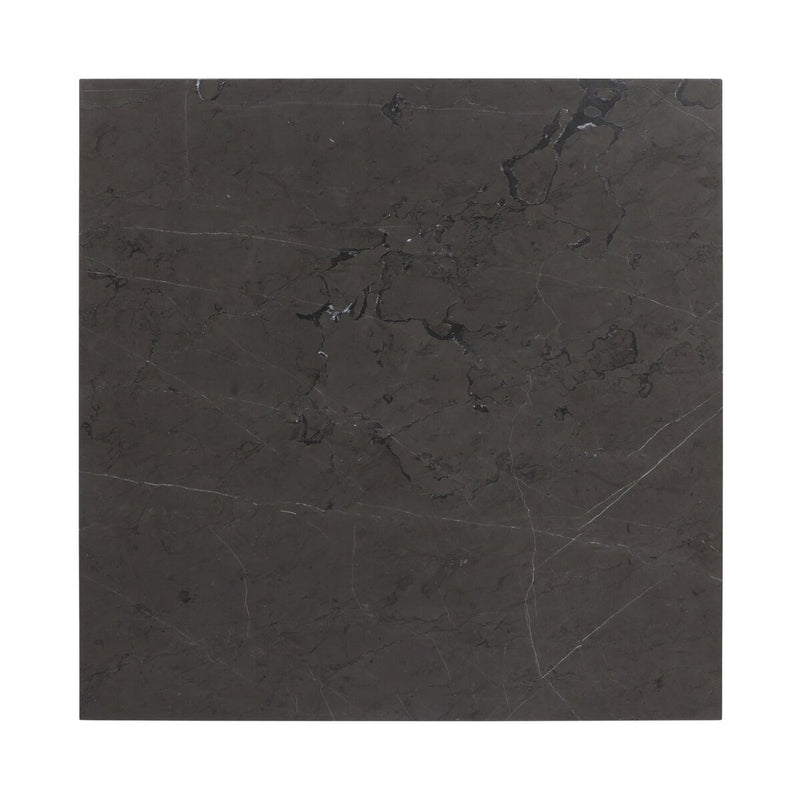 Modern Marble Plinth End Table - Grey Italian Marble