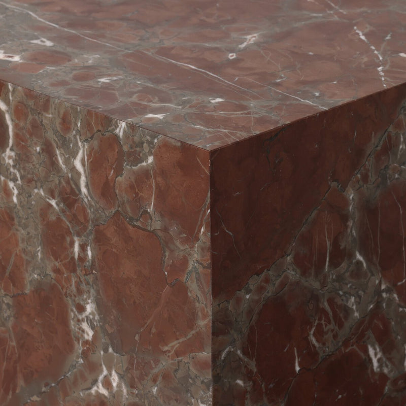 Modern Marble Plinth End Table - Smoke And Russet Marble