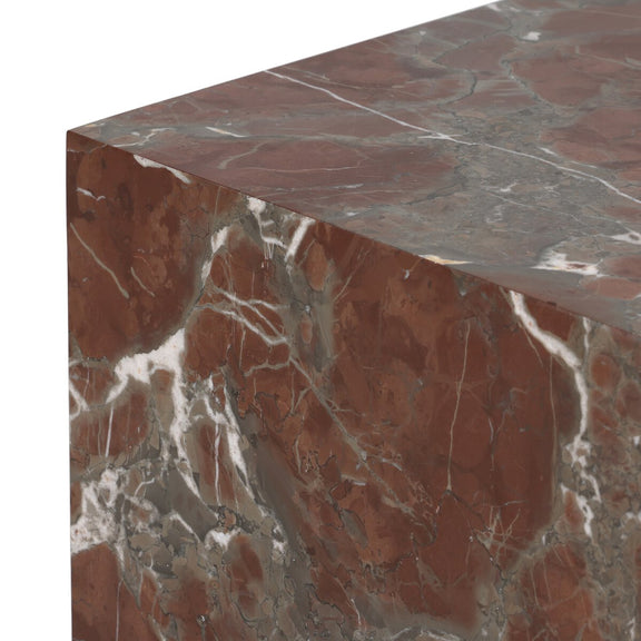 Modern Marble Plinth End Table - Smoke And Russet Marble