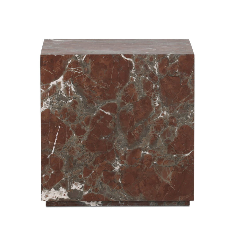 Modern Marble Plinth End Table - Smoke And Russet Marble