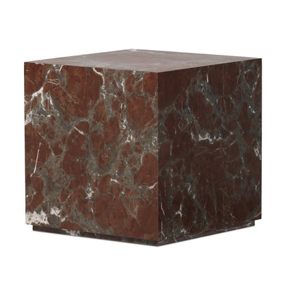 Modern Marble Plinth End Table - Smoke And Russet Marble