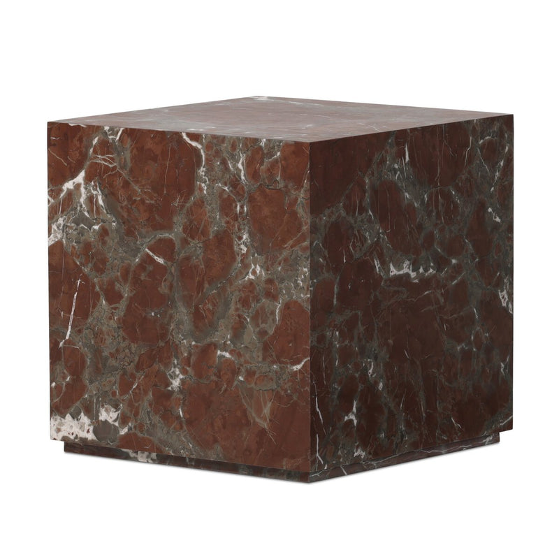 Modern Marble Plinth End Table - Smoke And Russet Marble