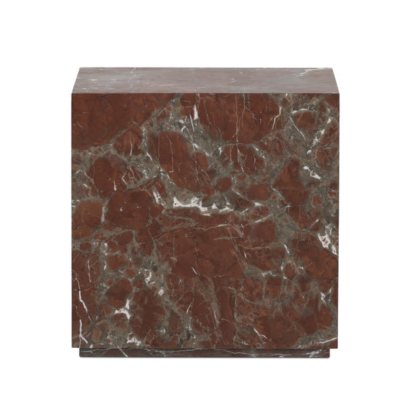 Modern Marble Plinth End Table - Smoke And Russet Marble