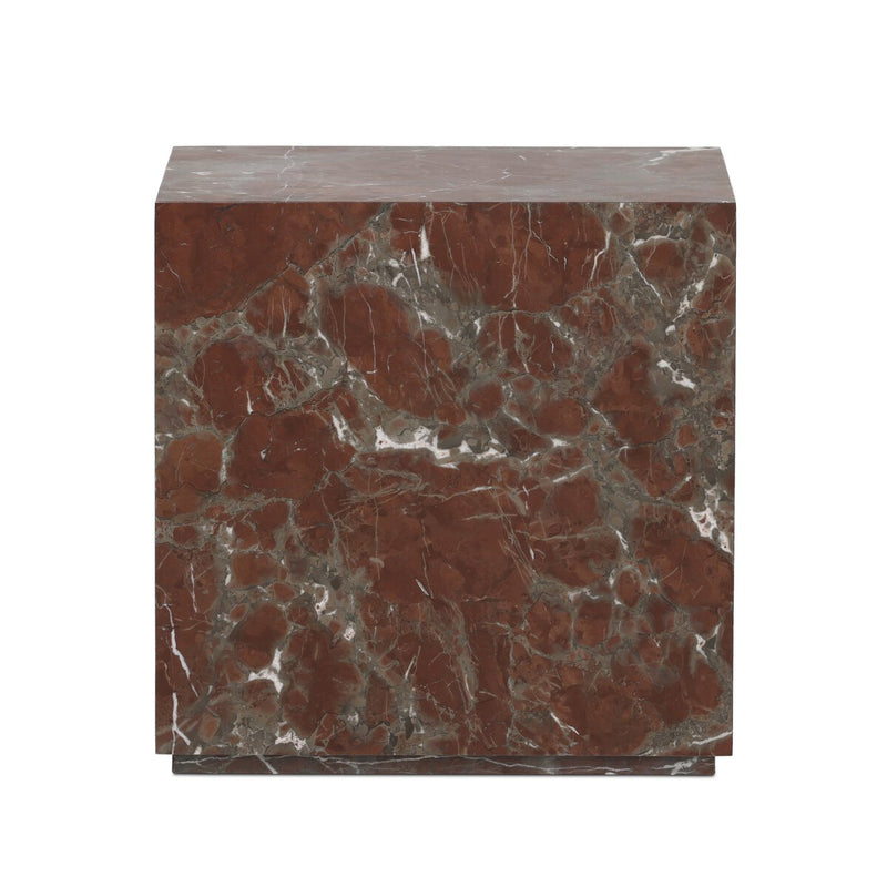 Modern Marble Plinth End Table - Smoke And Russet Marble