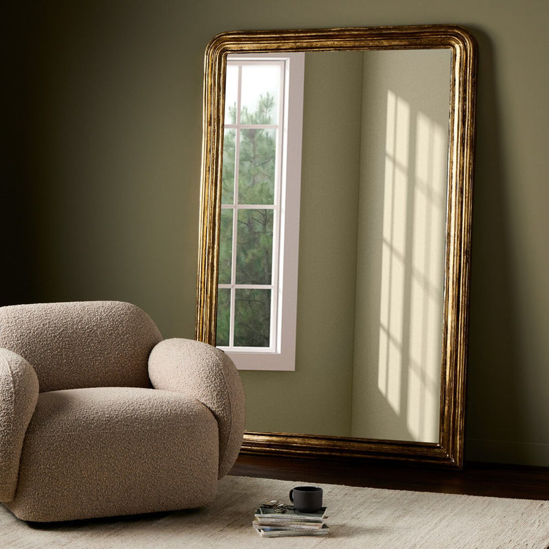 Vintage Louis Floor Mirror - Antiqued Gold Leaf