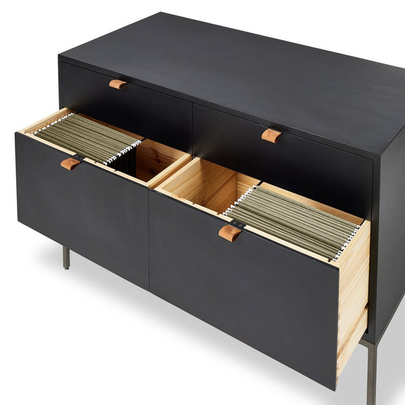 Trey Modular Wide Filing Cabinet - Black Wash Poplar