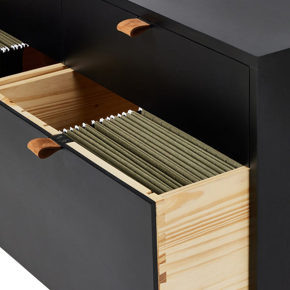 Trey Modular Wide Filing Cabinet - Black Wash Poplar