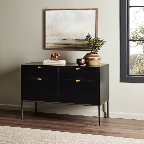 Trey Modular Wide Filing Cabinet - Black Wash Poplar