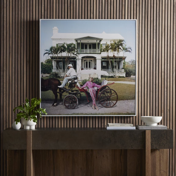 Bermudan Hostess by Slim Aarons - White Maple Floater
