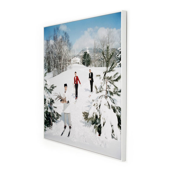 Skiing Waiters by Slim Aarons - White Maple Floater