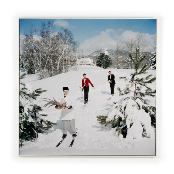 Skiing Waiters by Slim Aarons - White Maple Floater