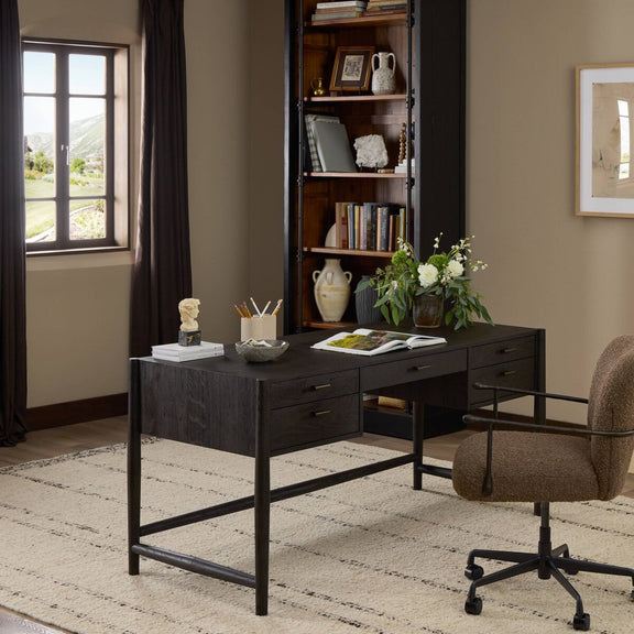 Glenview Desk - Smoked Black Oak