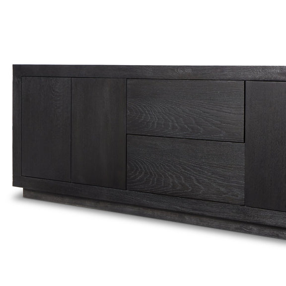 Warby Media Console - Worn Black Oak Veneer