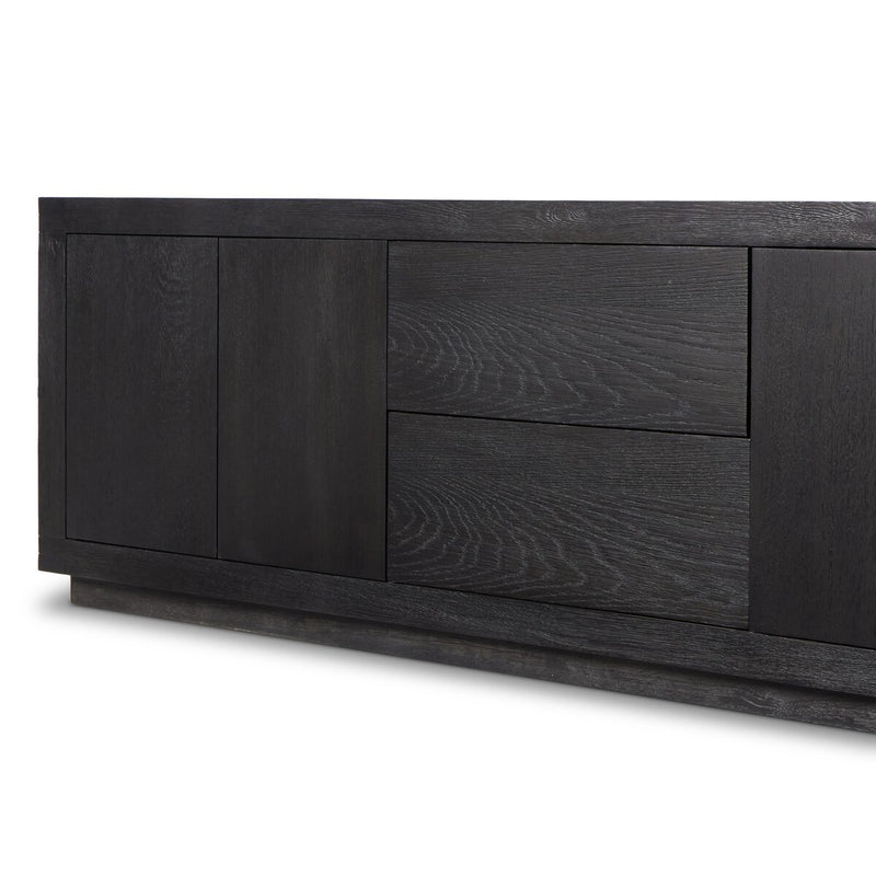 Warby Media Console - Worn Black Oak Veneer