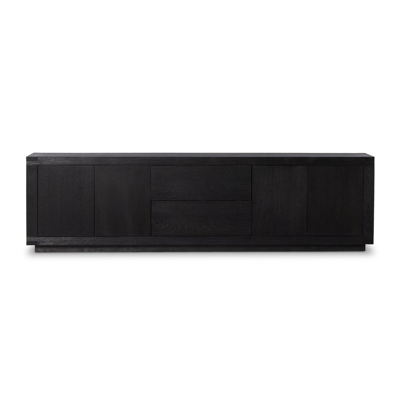 Warby Media Console - Worn Black Oak Veneer