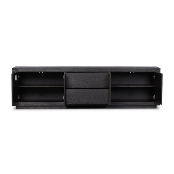 Warby Media Console - Worn Black Oak Veneer