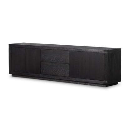 Warby Media Console - Worn Black Oak Veneer