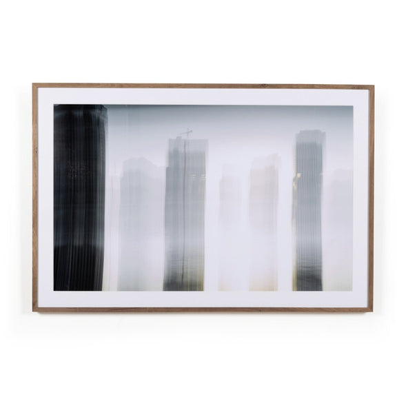Skyline Beneath 1St St Bridge by Toni Toscan - Rustic Walnut