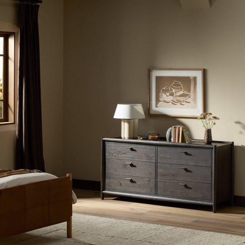 Glenview 6 Drawer Dresser - Smoked Black Oak