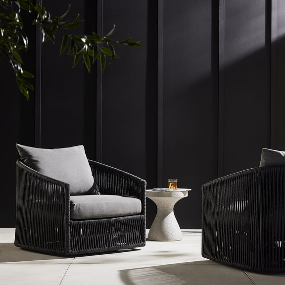 Porto Outdoor Swivel Chair - Venao Charcoal