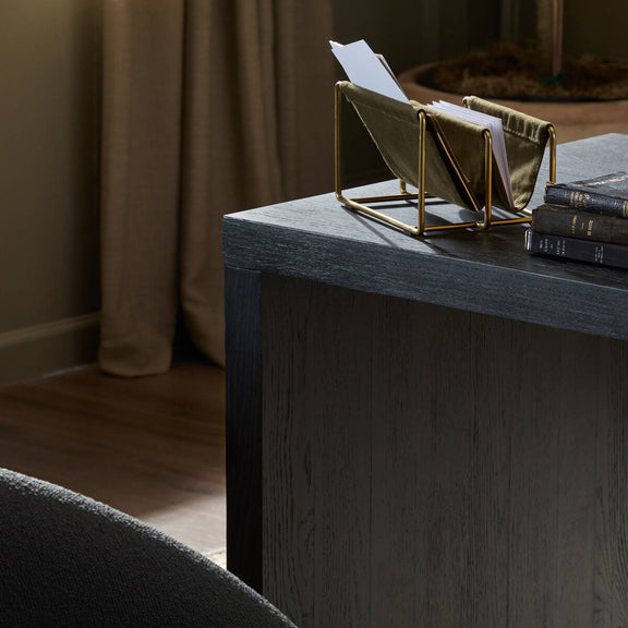 Posada Desk - Worn Black Oak Veneer
