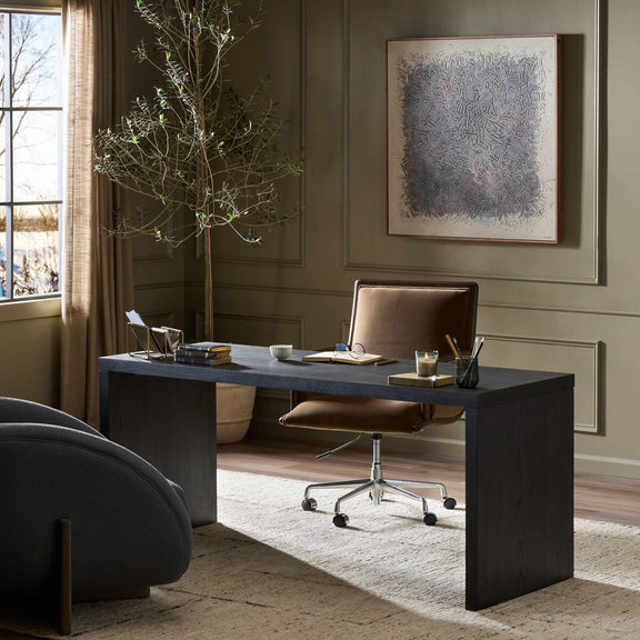 Posada Desk - Worn Black Oak Veneer