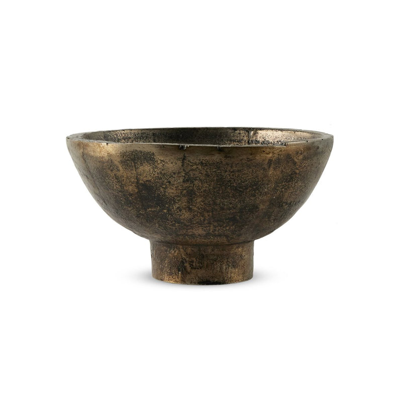 Jagen Outdoor Pedestal Bowl - Rustic Cast Aluminum