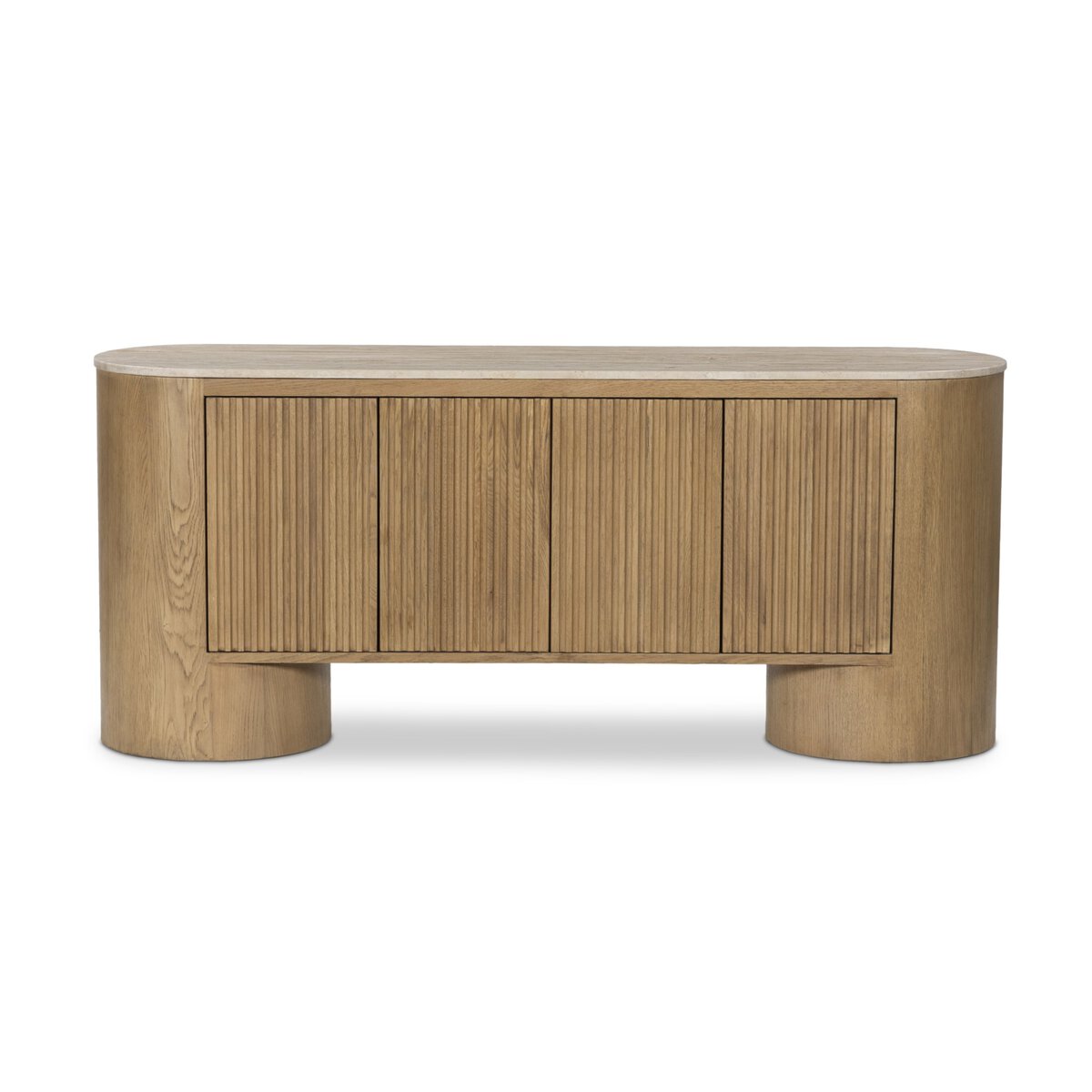 Giovani Media Console - Natural Light Oak Veneer