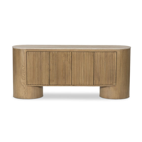 Giovani Media Console - Natural Light Oak Veneer