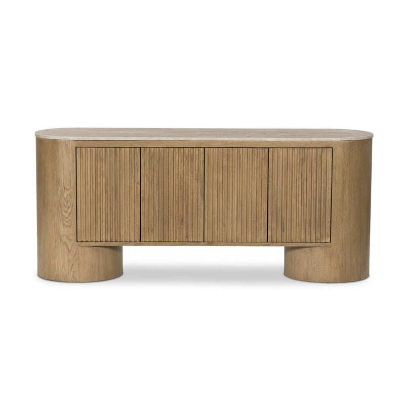 Giovani Media Console - Natural Light Oak Veneer