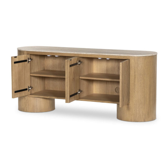 Giovani Media Console - Natural Light Oak Veneer