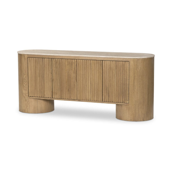 Giovani Media Console - Natural Light Oak Veneer