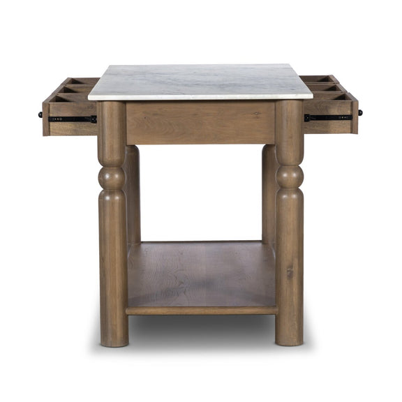 Dothan Kitchen Island - White Marble